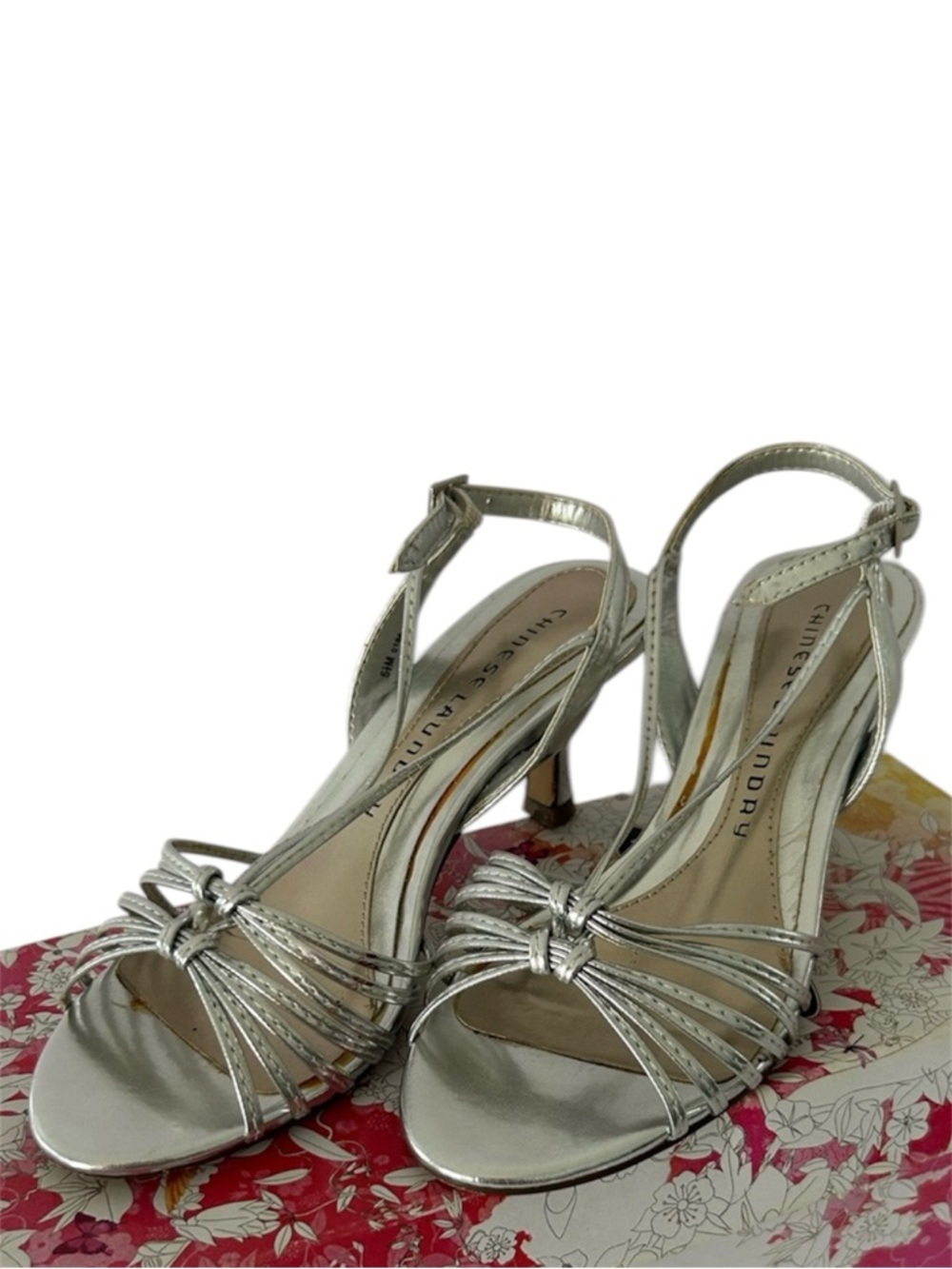 Chinese Laundry Metallic Silver Air Mail Heels - Size 5.5